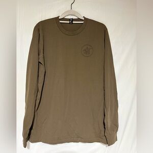 Budweiser Olive Green Long Sleeve Crewneck Shirt with Chest Logo